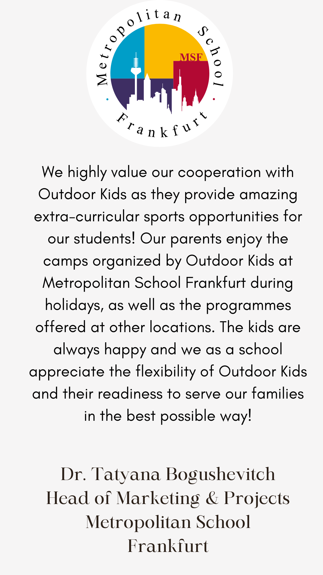 Metropolition School Outdoor Kids